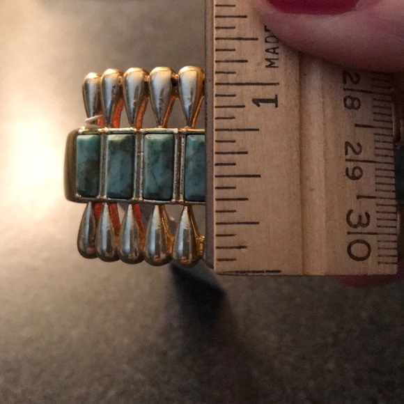 🎉HP🎉NEW inlayed turquoise art deco cuff bracelet - Picture 5 of 8